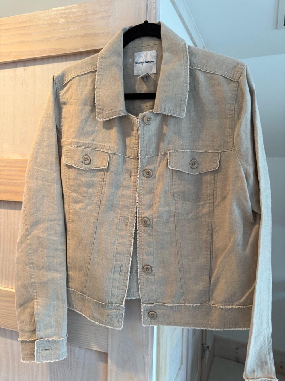 Tommy Bahama Beige Linen Button Front Jacket